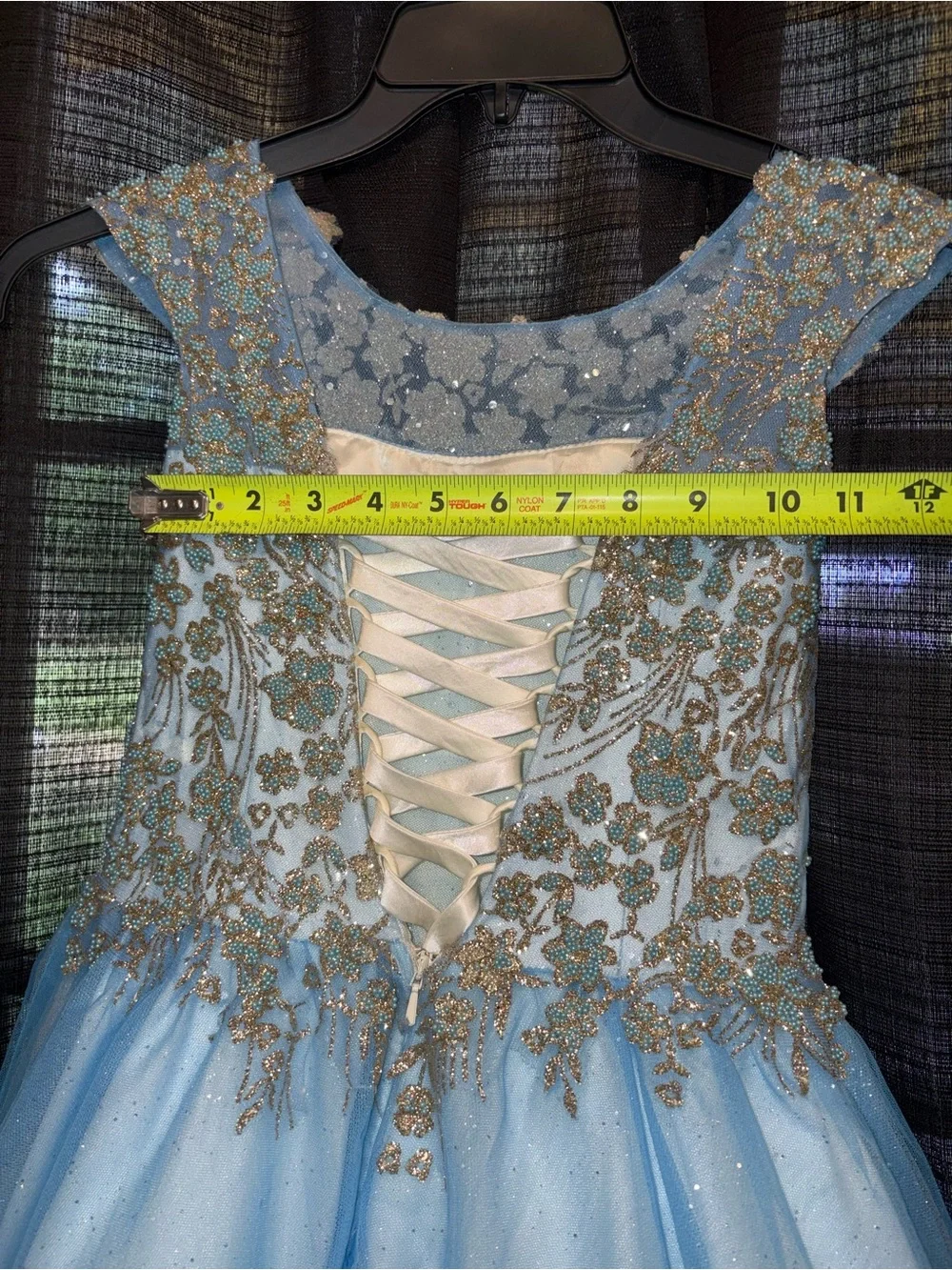 Girls Light Blue Embroidered Tulle Party Dress